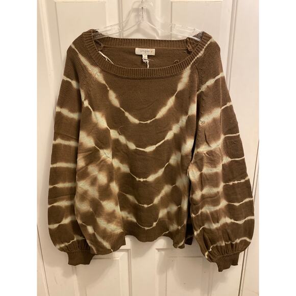 Umgee Sweaters - Brand New Umgee USA Women's Size 1X Plus Brown White Tie Dye Sweater Top
